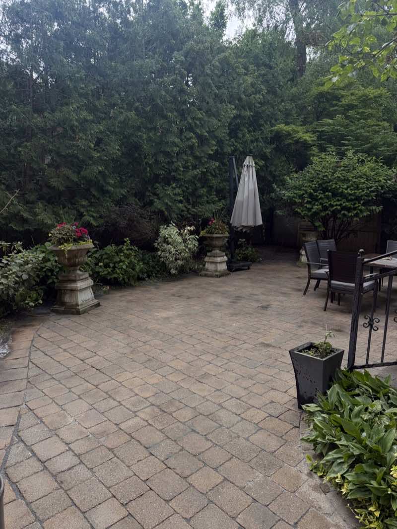 The same paver patio after pressure washing and re-sanding