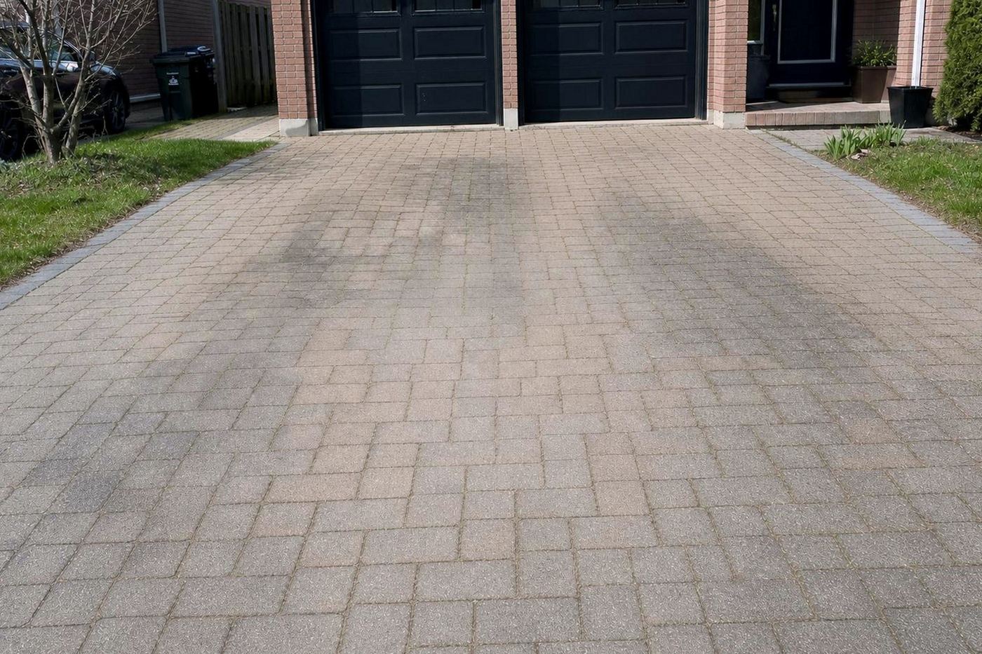 The same driveway cleaned and re-sanded back to its original colour